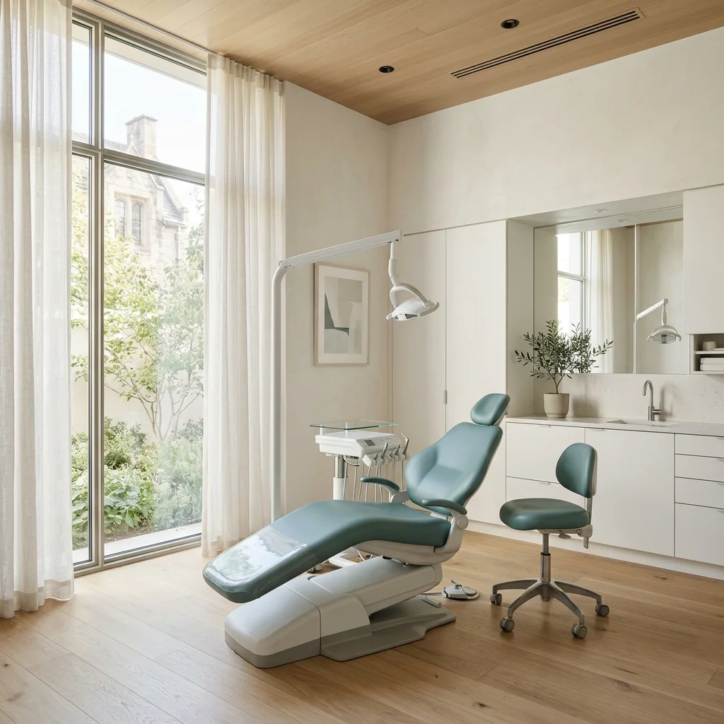 A dental operatory with the Pixie Dental interface open at the chair.