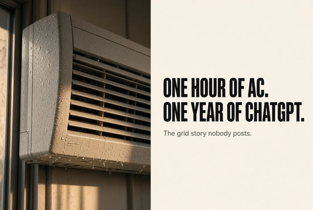 One hour of a window air conditioner uses more electricity than a year of ChatGPT.